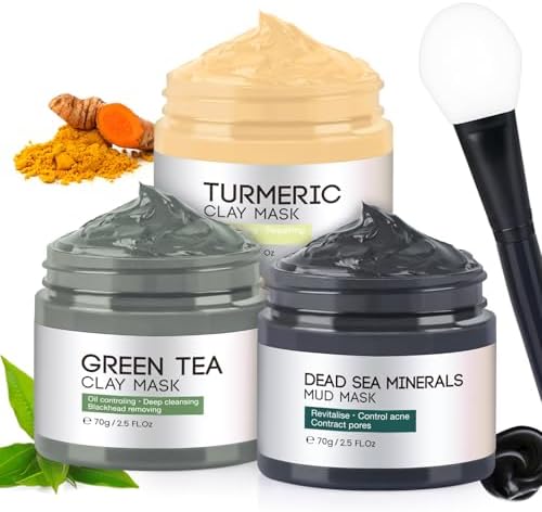 IIIMEIDU Masque Argile Visag, 3PCS Masque Visage au Curcuma - Mas...
