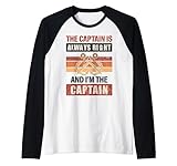 Photo Gallery captain is always right, grafica divertente con barca a vela maglia con maniche raglan Photo Gallery captain is always right, grafica divertente con barca a vela maglia con maniche raglan