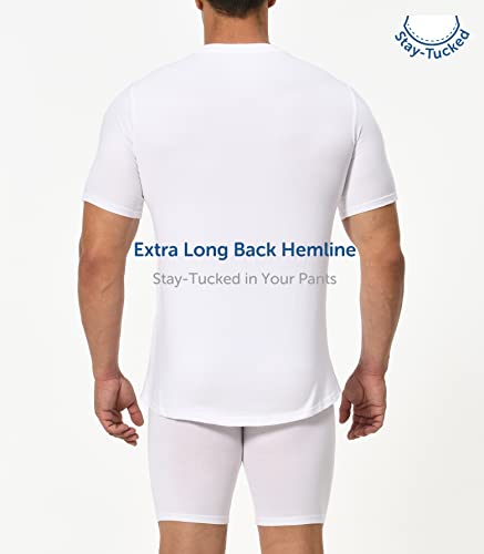 Comfneat Men's 3-Pack Stretchy Undershirts Crew Neck Long Back Hem T-Shirts4