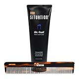 Hair Situation Hair Gel Mr. Cool Wet Look and Styling Comb with Fine and Wide Tooth - Handmade for Head Hair, Beard, Mustache - Fine or Coarse Hair Grooming for Men