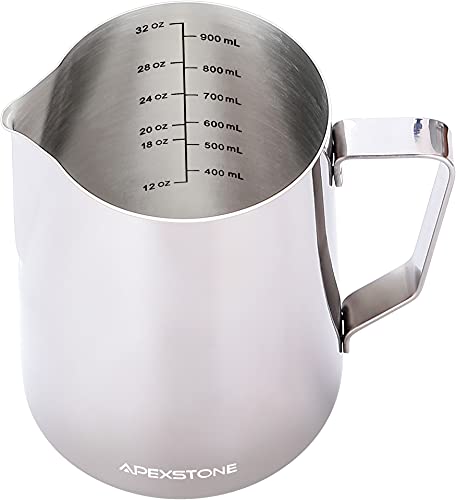 Apexstone Espresso Steaming Pitcher 32 oz,Espresso Steaming Pitcher 32 oz,Coffee Milk Frothing Cup,Coffee Steaming Pitcher 32 oz/950 ml