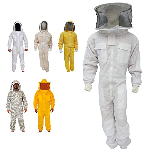 Traje de apicultor profesional con velo de sombrero redondo y red de protección facial