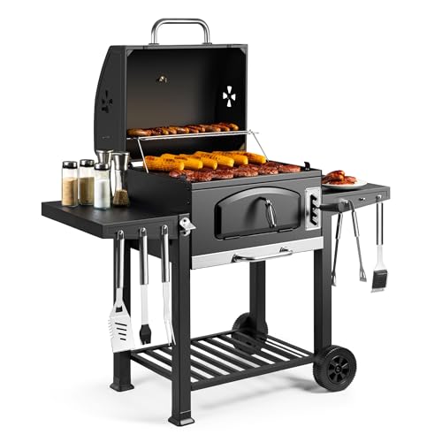 VonHaus Barbecue au Charbon – Barbecue XL avec Grille de Maintien au Chaud, Tablettes...