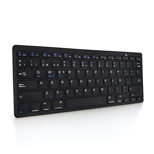 HANYEAL Teclado Bluetooth inalámbrico Universal, Delgado, portátil, inalámbrico, con Teclas de Respuesta rápida para iPad Mini, Air, Pro, Nuevo iPad, iPhone, teléfono Inteligente Android (Black)