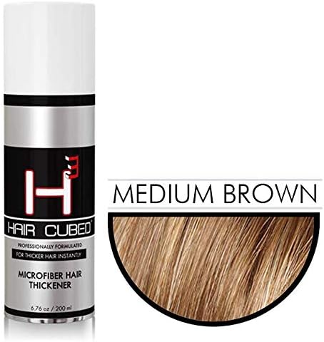 Hair Cubed H3 Hair Fibers Micro for Thinning - 100% Undetectable & Natural, USA Patented Formula (Medium Brown)