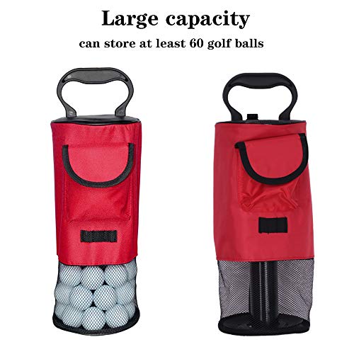 HOW TRUE Golf Ball Retriever, Portable Shag Bag Golf Ball Pick Up with Removable Plastic Tube, Pocket Shagger Storage, Red - Thumbnail 6