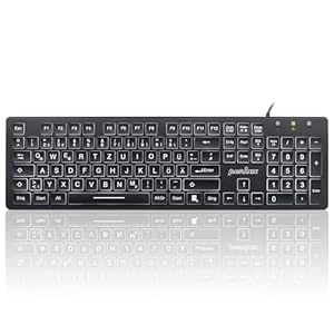 Perixx Periboard-317, Kabelgebundene Tastatur mit weißer LED Hintergrundbeleuchtung, Große Druckbuchstaben, Vollformat, Deutsches QWERTZ Layout