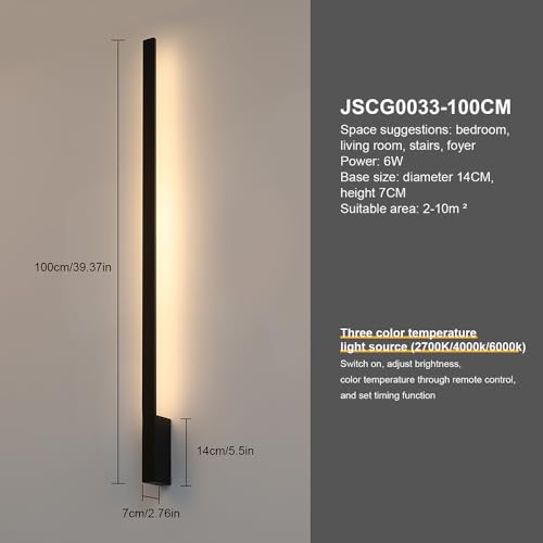 Aipsun Black Battery Operated Wall Sconces 2 Packs, Dimmable Rechargeable Wall Sconces, LED Wireless Stepless Dimming Wall Lights for Living Room, Hallway, Bedroom 39.4 Inch by Aipsun - Image 5