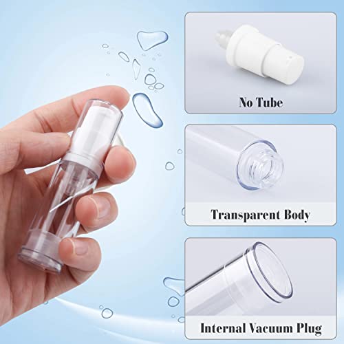 20Pcs 5ml/0.17oz Airless Pump Bottle Refillable Plastic Airless Vacuum Dispenser Portable Clear Cosmetic Sample Vial Container Jars for Lotion Emulsion Toiletries Liquid Foundation3