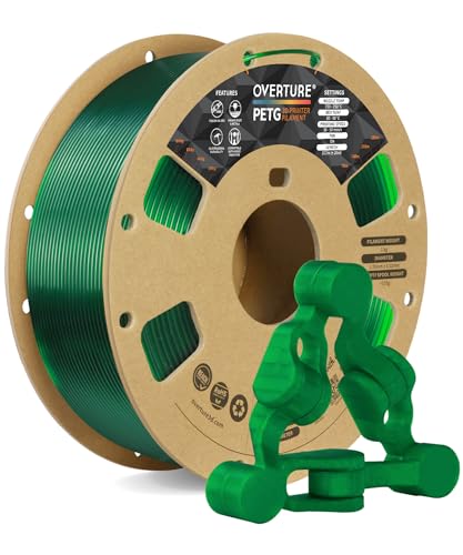Image of OVERTURE Clear PETG Filament 1.75mm, PETG Transparent Green,1kg Filament(2.2lbs), Dimensional Accuracy 99% Probability + /-0.03mm, Fit Most FDM Printers