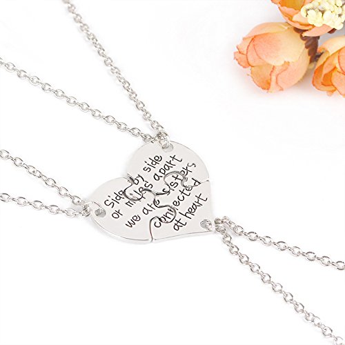 YALLNASL Sister Gift Puzzle Necklace for 3 Matching Heart Necklaces for Sisters Best Friends Side by Side or Miles Apart Sisters Necklace for BFF Besties Christmas Gifts4