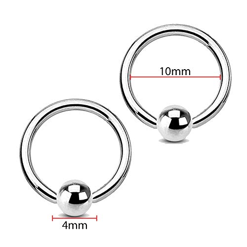 Mobody 2Pcs Captive Bead Nose Ring 20G-18G-16G-14G-12G-10G Surgical Steel Ball Closure Ring Bcr Septum Helix Cartilage Lip Piercing Jewelry Rings (20G (0.8Mm), 3/8" (10Mm) - Silvertone) #TOP1
