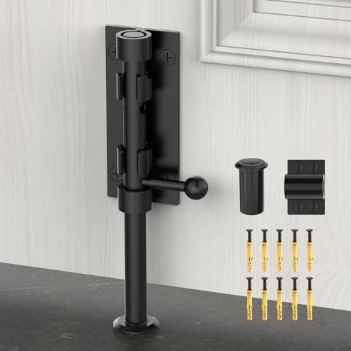 6.3 Inch 304 Stainless Steel Gate Lock | Black Slide Bolt Latch For Fences, Barn Doors & Outdoor Use