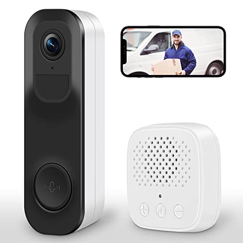 MYPIN 2K WiFi Video Doorbell Camera, Compatible with Alexa, Rechargeable Battery Powered Waterproof Camera with AI PIR/Auto Light-up Chime/2-Way Audio, Night Vision Support 128G&Could Storag