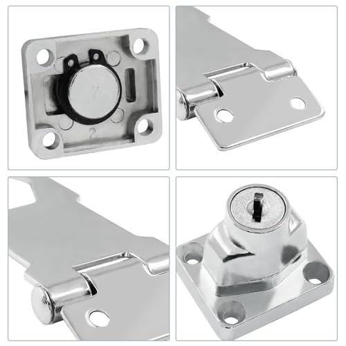 Image of Bivethoi 2Pcs Keyed Hasp Locks, 3 Inch, Stainless Steel, Silver | Twist Knob Keyed Locking Hasp, Keyed Different, For Small Doors, For Cabinets