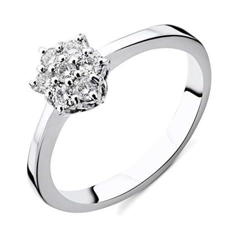 Orovi Anillo de diamante para mujer, oro blanco, hecho a mano en Italia Cover