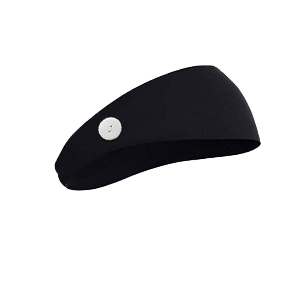 Unisex Button Headband Facemask Holder Wearing Mask Protect Ears Sports Quick Dry Sweat Hair Band for Yoga Running Sports (Black)-image-2