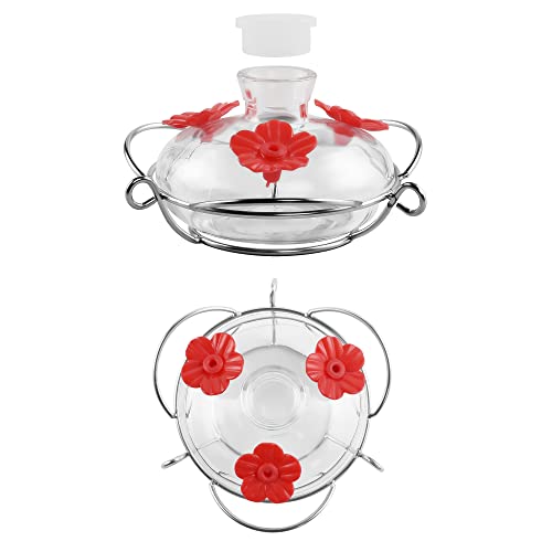 Kitcom Hummingbird Feeders For Outdoors, Mini Glass Bird Feeders 4 Fluid Ounces, 3 Feeding Stations, Garden Backyard Decorative, Clear #TOP2