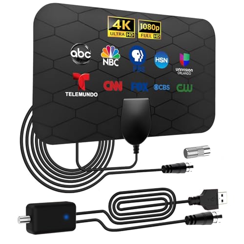 Digital TV Antenna for Smart TV,360°Reception,Support 4K 1080P Smart Television,Indoor Antennas -Detachable Signal Amplifier-Signal Booster-10ft Coaxial HDTV Cable Portable Antenna Indoor