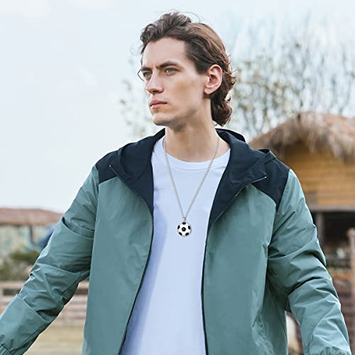 Shusukue Soccer Necklace 925 Sterling Silver Football Pendant Necklace Sports Fan Gift Sport Jewelry For Men Boys Women Girls #TOP1