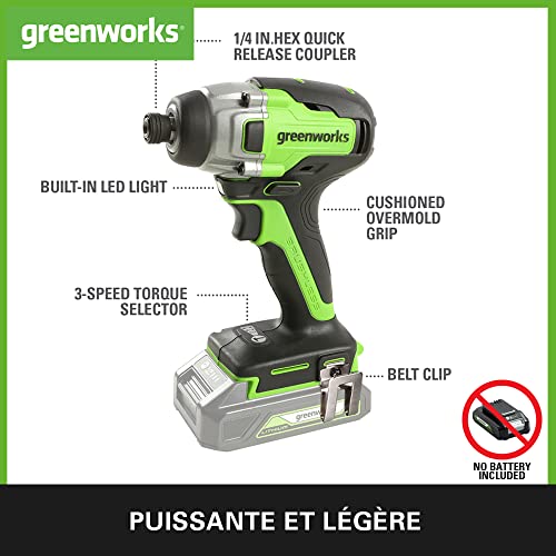 Perceuse visseuse à percussion 24V Greenworks pour visser sans effort