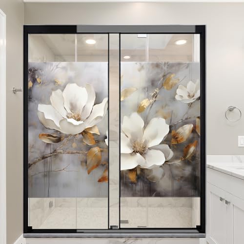 Vinilo Decorativo para Ventana Retro Flores Blancas 17.7x23.6 pulg x2 piezas miniatura 1