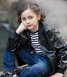 LAUSONS Chłopięca skórzana kurtka dziecięca bomberka motocykl motocyklista sztuczna skóra płaszcz, Czarny, 10-11 Years