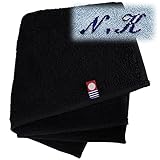 名入れ イニシャル 刺繍 日本の色 今治タオル ハンカチ 25cm×25cm (漆黒・シッコク)（パイル：40/2、100匁（筬65番）