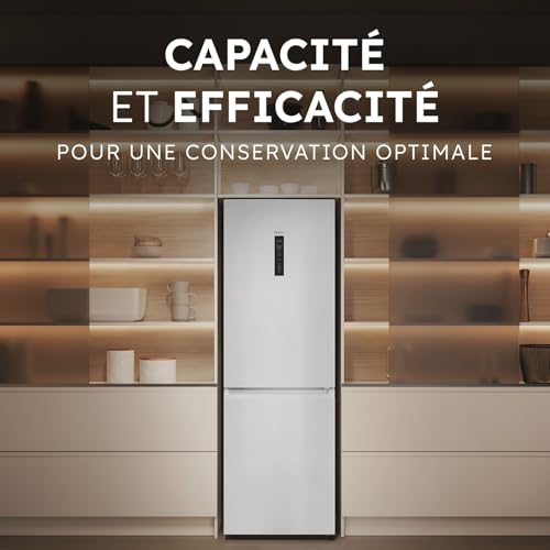 HAIER - Réfrigérateur Combiné - 2 Portes - Classe Énergétique D - Technologie Total No Frost Multi Flow - Blanc - 235L (Réfrigérateur) + 117L (Congélateur) - 185 x 59,5 x 66,7 cm - Modèle HDPW5618DNPW