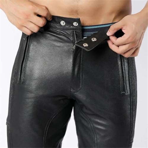 Men's Black Matte Faux Leather Pants Slim Fit Motorcycle Pencil Trousers Pu Zip Pocket Bodycon Streetwear2