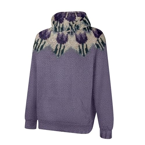 Sudadera occidental para hombre ropa de invierno con capucha forro polar informal morada 4