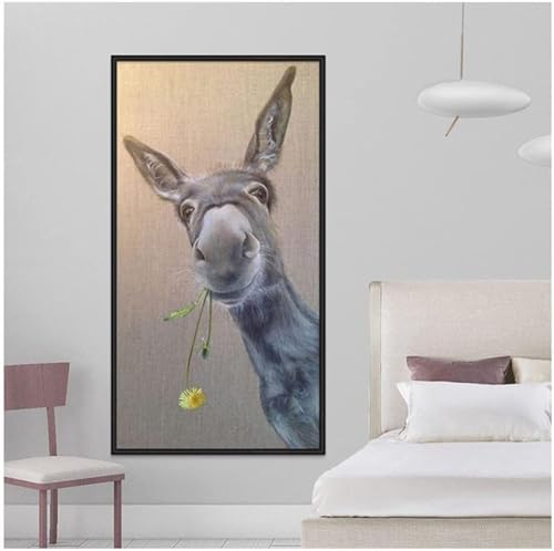 Fheeao 5D DIY Diamond Painting Donkey Diamond Art Painting Kits animal Diamond Painting Kit Round Full Drill Diamond Dots Crystal Gem Art Crafts Painting Kit for Wall Home Decor Gifts 11.8x27.5 Inch
