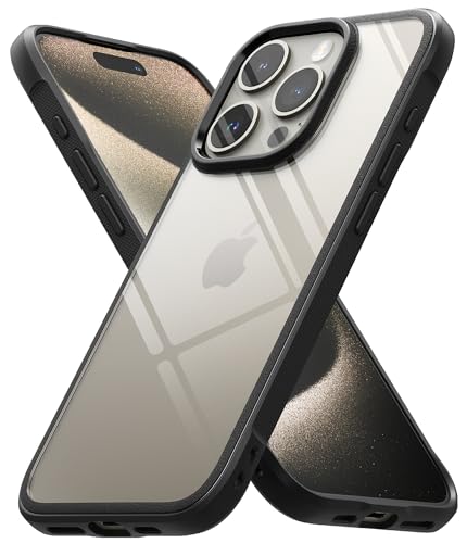Ringke Fusion Bold [No More Discoloration] Compatible with iPhone 15 Pro Case, Enhanced Grip Technology Prevents Accidental Drops Non-Slip Anti-Yellowing Transparent Phone Cover - Black
