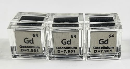 Image of 0.39 inch 10mm Gadolinium Metal Cube Gd up to 99.9% Pure Periodic Table Element Engraved Density Collection Science Education Display Block Cube + Acrylic Case Box - 1PC