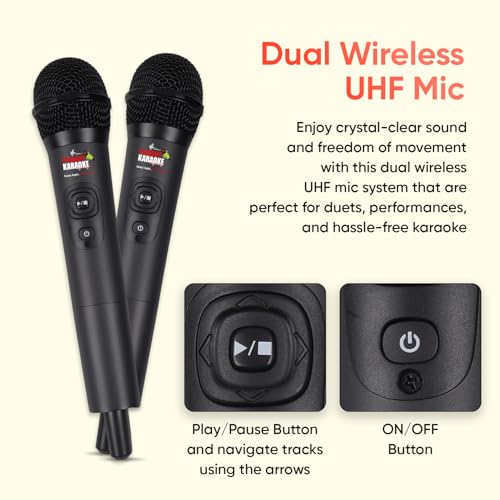 Image of Symphony+ Premium Android Karaoke System with 4000+ Built in Songs, Dual Mic, Voice & Vocal Recording, Voice Search, Scoring (4000+ Songs + 1810 Speaker Combo)
