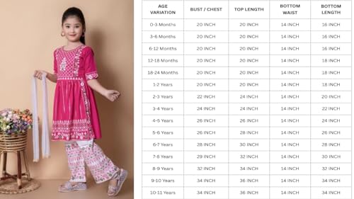 Image of Girls Traditional Embroidered Kurta Palazzo Set, Green and White, Floral Design, Half Sleeves
