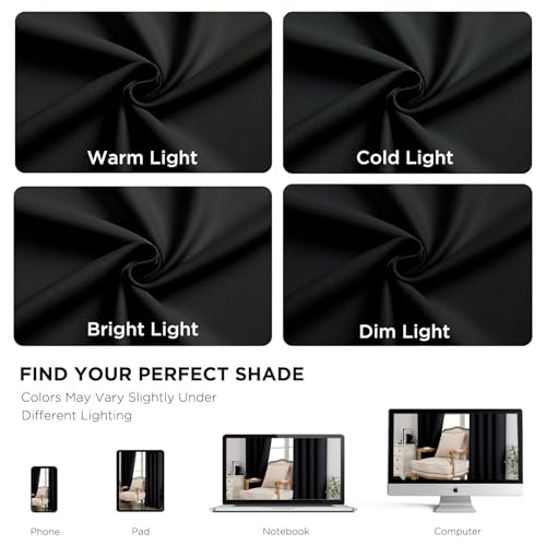 CUCRAF Black Blackout Curtains 54 Inches Long, Thermal Insulated Noise Reducing Grommet Window Drapes for Bedroom & Living Room(52x54 Inch, 2 Panels) by CUCRAF - Image 7