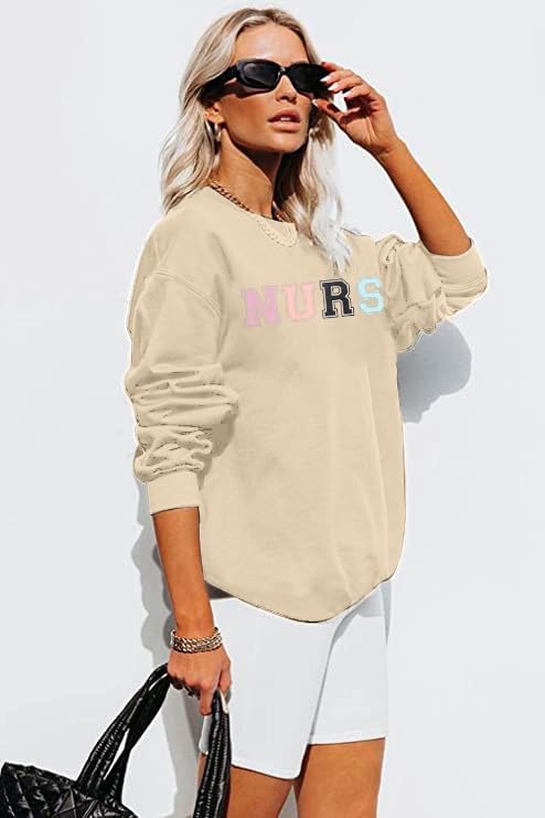 HEBBE Nurses Sweatshirts for Women Nursing Life Oversized Sweatshirt Nurse School Pullover Tops Registered Tee - Image 4