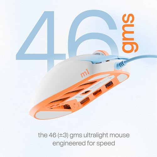 Image of Armor M1 Gaming Mouse Wired 12000 DPI | 46g Ultra Light Weight | 1000Hz Polling Rate | 5 Programmable Buttons with Software Support | Upto 20 Million Clicks | 1.8m Paracord Cable