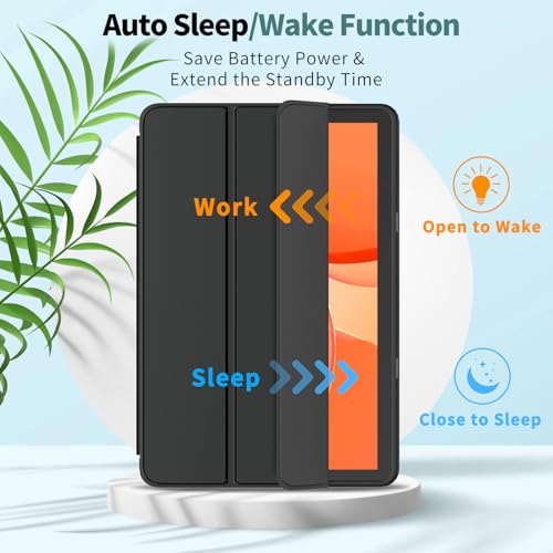 Image of Sanyetral Shockproof Trifold Stand Tablet Case with Auto Wake /Sleep Function, Incompatible with Nokia Remarkable TCL -Black