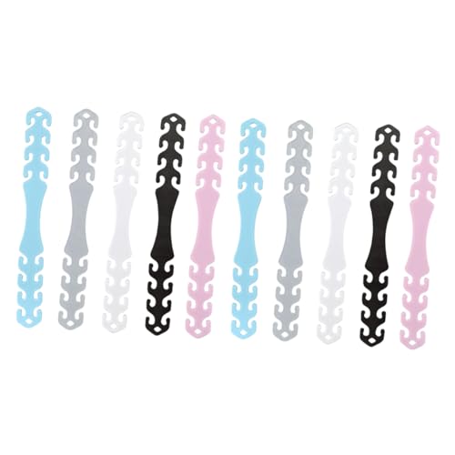 FRCOLOR 10pcs Adjustable Mask Rope Extension Buckle Non-Slip Ear Hooks for All Masks Multi-Color Black White Transparent Essential Accessories for Comfort