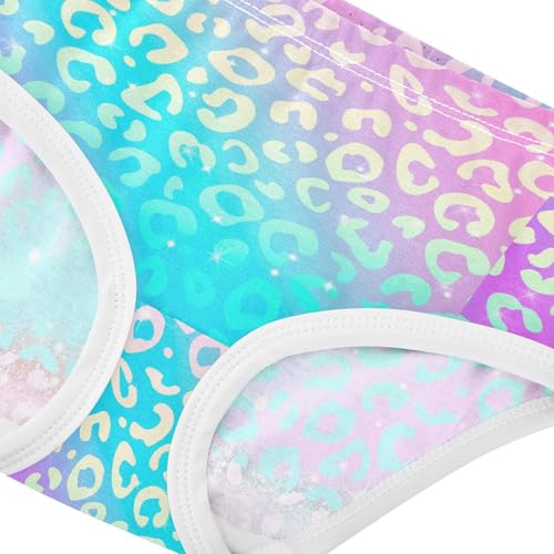 Wusikd Rainbow Shiny Leopard Girls' Underwear Cotton Cheetah Girls Briefs Soft Toddler Underwear 5T4