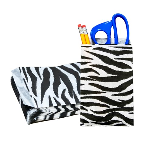Novel Box 100 Pack Zebra Print Flat Merchandise Bags 6x9 Inches - Stylish Bag for Birthday Gifts - Bulk Paper Storage Bags for Goody, Shopping, Wedding Anniversary & Special Occasions