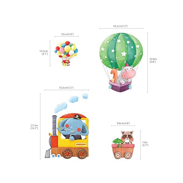DECOWALL DS-8006P8024 Train Animaux et Montgolfières (Petit) Autocollants Muraux Mural Stickers Chambre Enfants Garderie… – Bild 5