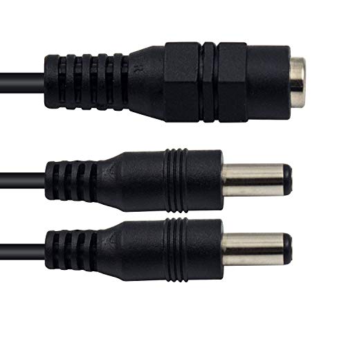 Duttek CCTV Strom 1 Buchse auf 2 Stecker Splitter kabel, DC 5,5 x 2,1 mm Y Splitter kabel Splitter für CCTV Sicherheitskamera/IP Kamera/DVR Standalone/LED Streifen (40 cm)