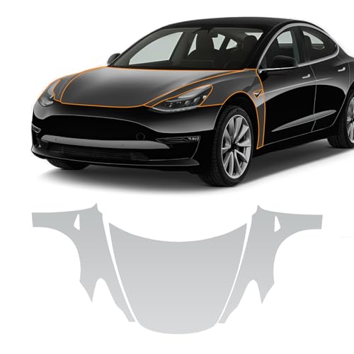 FDAIUN for Tesla Model 3 2020-2023 PPF Precut Car Paint Protective Film Invisible TPU Rainproof Waterproof HD Film Scratch Protector Exterior Accessories (Hood&Fender)