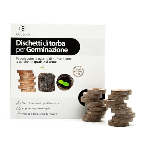 GebEarth® - Dischetti di Torba per Germinazione, Confezione da 100 pz di Dischetti di Torba, Ideali per Far germinare Tutti i Tipi di Semi [Aumenta in Modo significativo Il Tasso di germinazione]