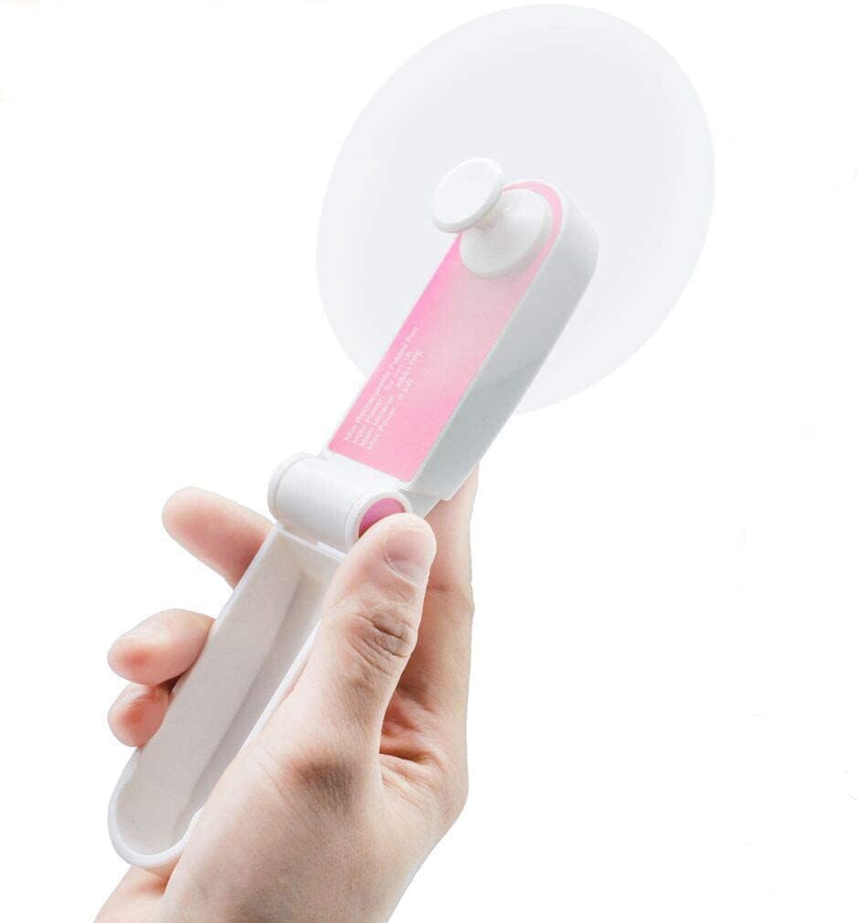 GlobalCrown Handheld Fan Mini Electric Hand Held Fans,Hand Rechargeable Portable Folding USB Fans Battery Operated Small Desk Foldable Pocket Quiet for Home Office Travel Outdoor (Pink)