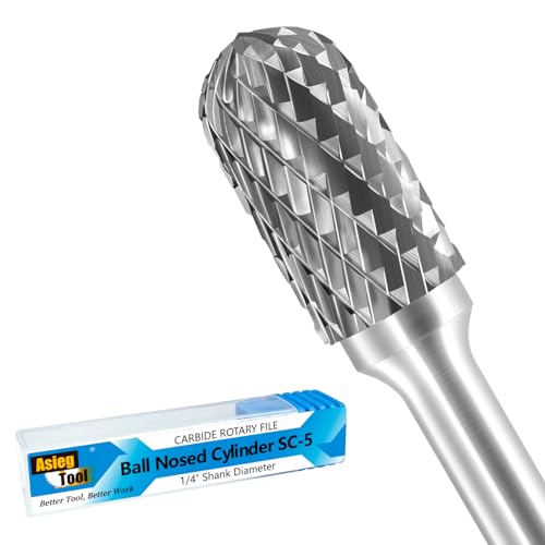 Image of SC-5 Tungsten Carbide Burr Rotary File Cylindrical Shape with Radius End Double Cut with 1 /4''Shank for Die Grinder Drill Bit