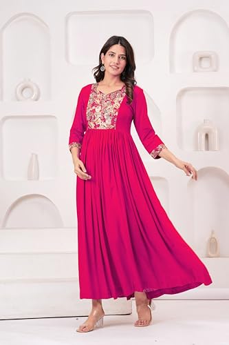 Image of Dhruvi Women's Rayon Anarkali Maternity Dress & Feeding Kurti with Zippers